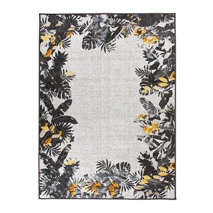 Tapis d'intérieur/extérieur à bordure florale contemporaine