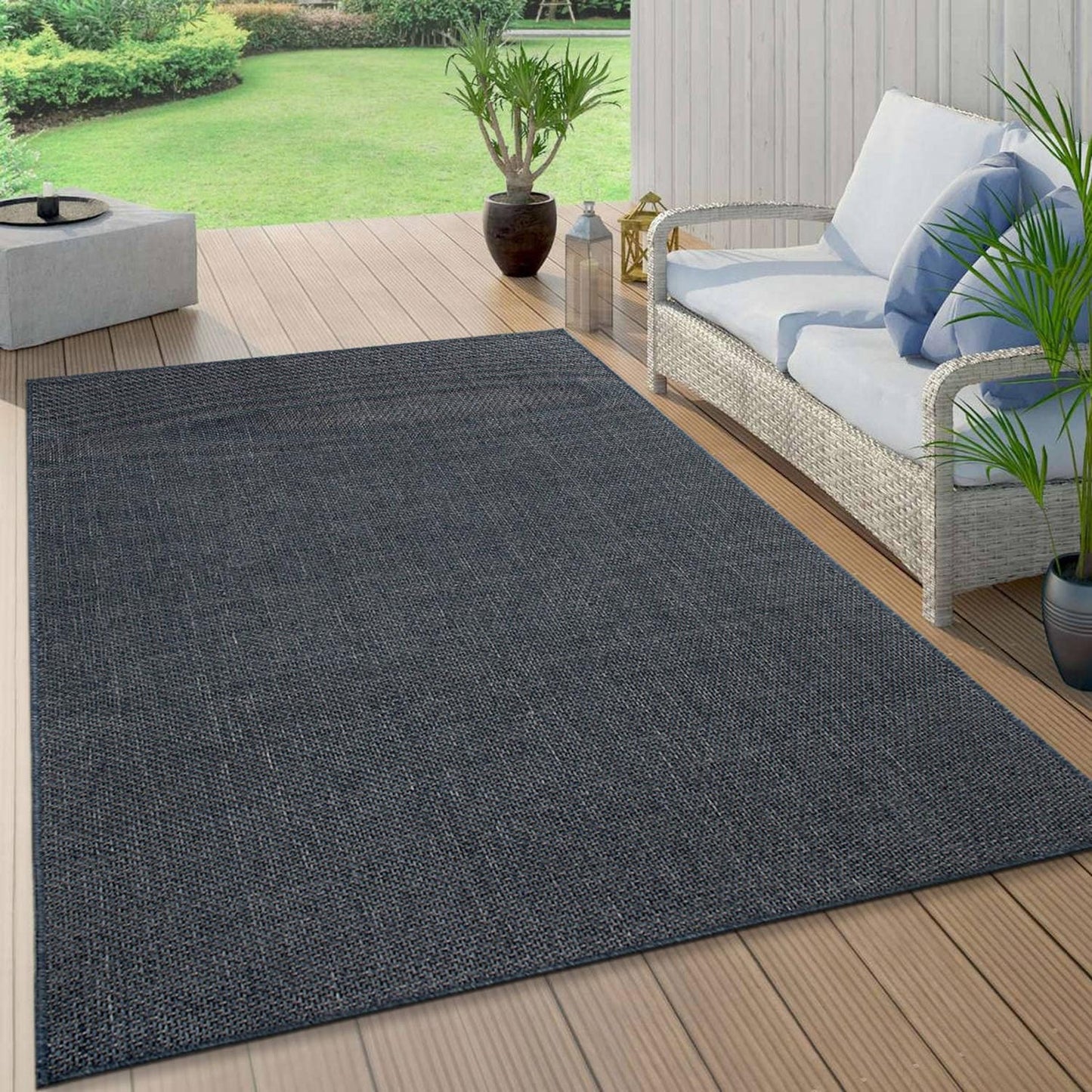 Tapis contemporain uni d'intérieur/extérieur