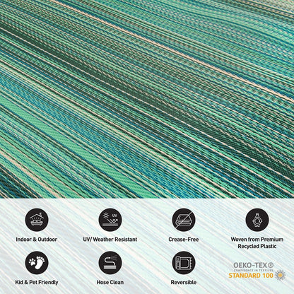 Tapis d'extérieur réversibles en plastique à rayures contemporaines