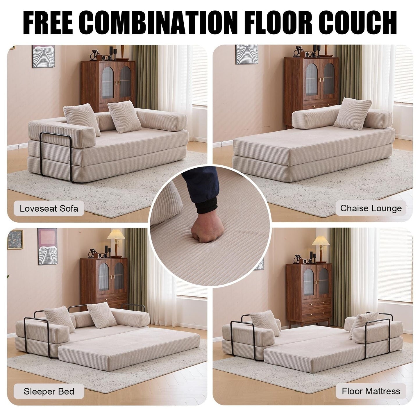 Canapé-lit convertible avec dossier coussiné en tissu chenille pour salon et chambre à coucher