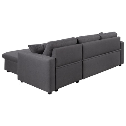 Canapé convertible en L avec lit gigogne et espace de rangement, 2 coussins d'appoint