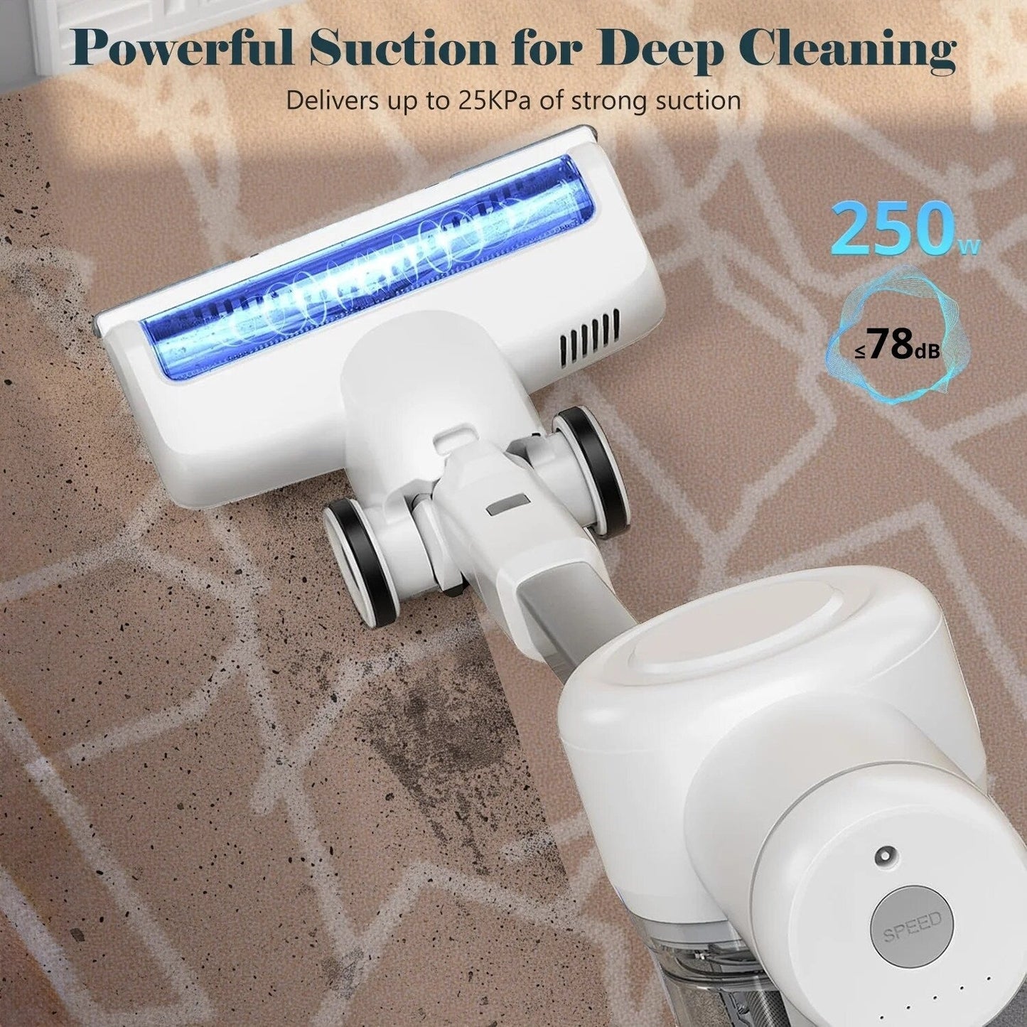 Aspirateur balai sans fil 3 en 1, léger pour tapis, sols durs, poils d'animaux et nettoyage de la maison