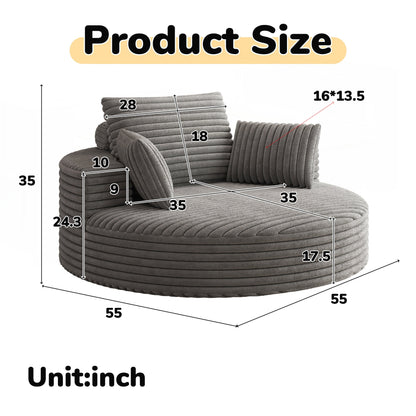 Chaise pivotante simple en velours côtelé et mousse chenille