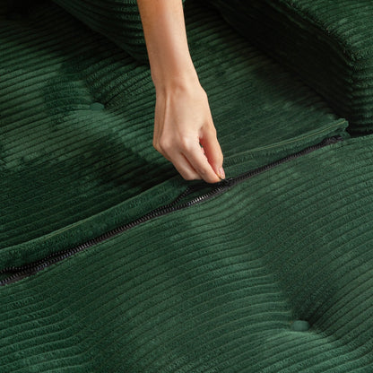 Canapé pouf rembourré en velours côtelé et mousse à mémoire de forme avec pouf - 48,4 L x 67,7 l x 24,4 H