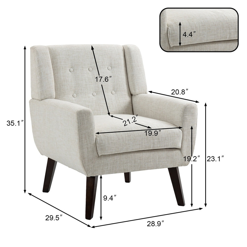 Fauteuil d'appoint moderne en tissu aspect coton/lin