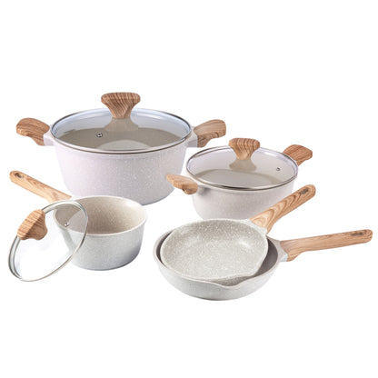 Ensemble de casseroles en fonte d'aluminium antiadhésives Country Kitchen - Batterie de cuisine durable pour la cuisine de tous les jours, 6 à 11 pièces