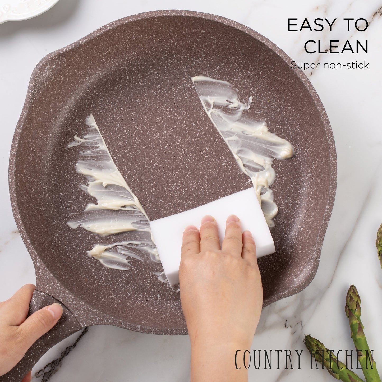 Ensemble de casseroles en fonte d'aluminium antiadhésives Country Kitchen - Batterie de cuisine durable pour la cuisine de tous les jours, 6 à 11 pièces