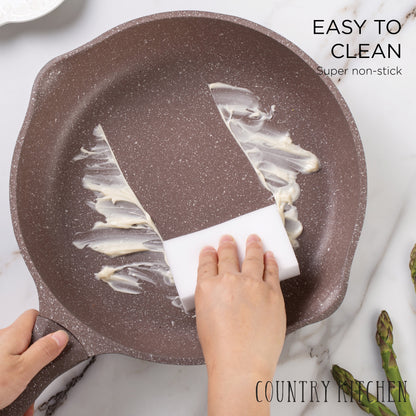 Ensemble de casseroles en fonte d'aluminium antiadhésives Country Kitchen - Batterie de cuisine durable pour la cuisine de tous les jours, 6 à 11 pièces