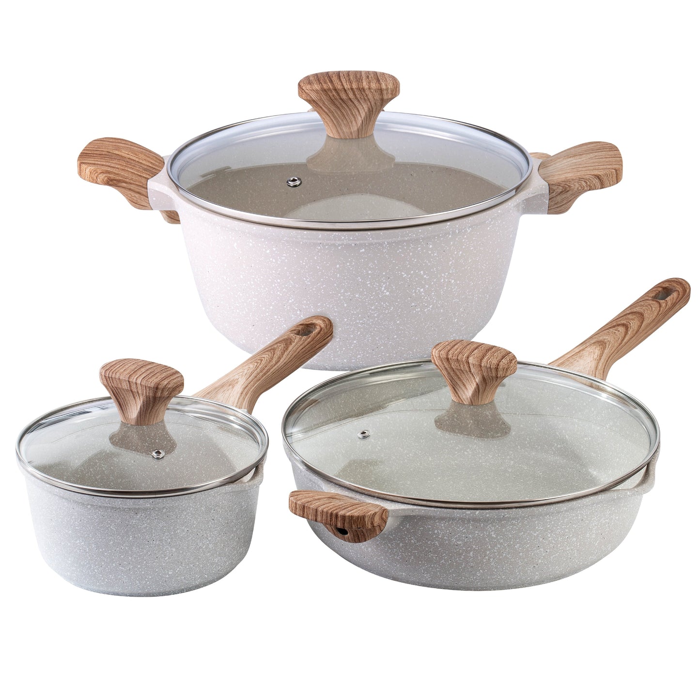 Ensemble de casseroles en fonte d'aluminium antiadhésives Country Kitchen - Batterie de cuisine durable pour la cuisine de tous les jours, 6 à 11 pièces
