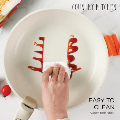 Batterie de cuisine Country Kitchen pour camping-car - 13 pièces de casseroles et poêles en aluminium avec poignée amovible, compatible four