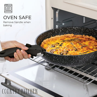 Batterie de cuisine Country Kitchen pour camping-car - 13 pièces de casseroles et poêles en aluminium avec poignée amovible, compatible four