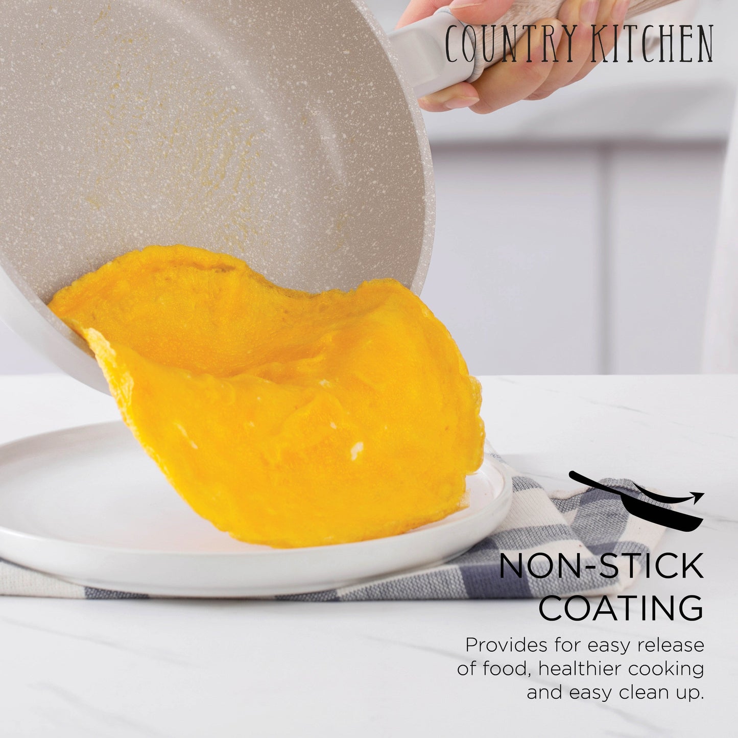 Batterie de cuisine Country Kitchen pour camping-car - 13 pièces de casseroles et poêles en aluminium avec poignée amovible, compatible four