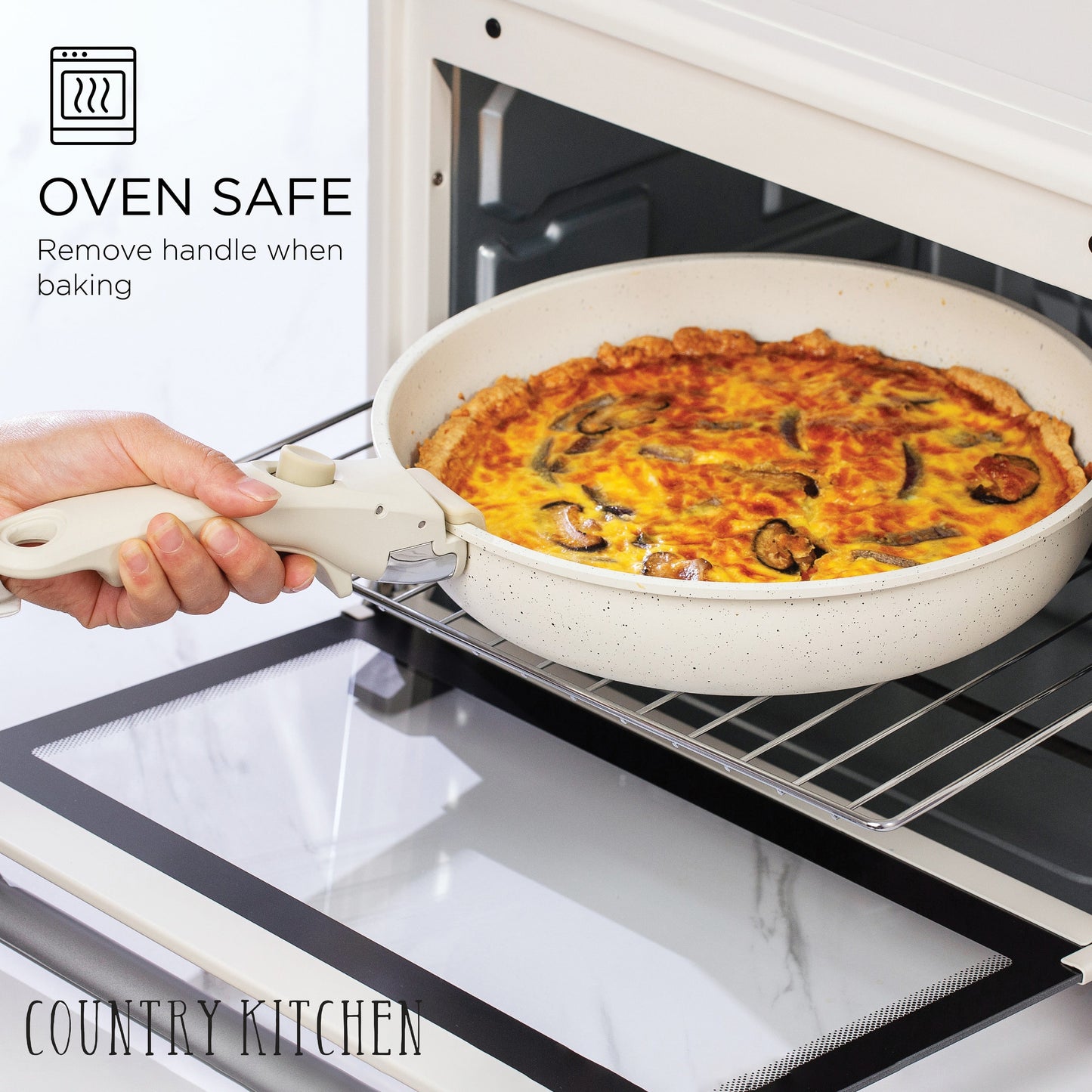 Batterie de cuisine Country Kitchen pour camping-car - 13 pièces de casseroles et poêles en aluminium avec poignée amovible, compatible four