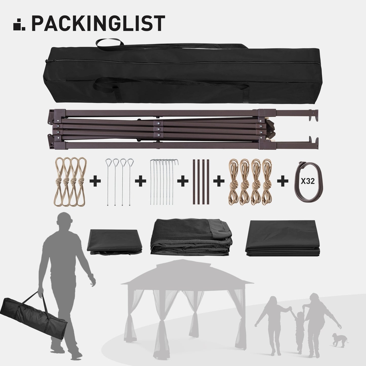 Gazebo escamotable en acier Cozywor de 11 pi x 11 pi avec moustiquaire