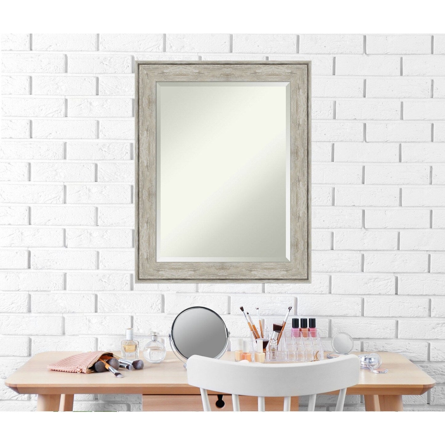 Miroir mural biseauté pour salle de bain - Cadre métallique craquelé
