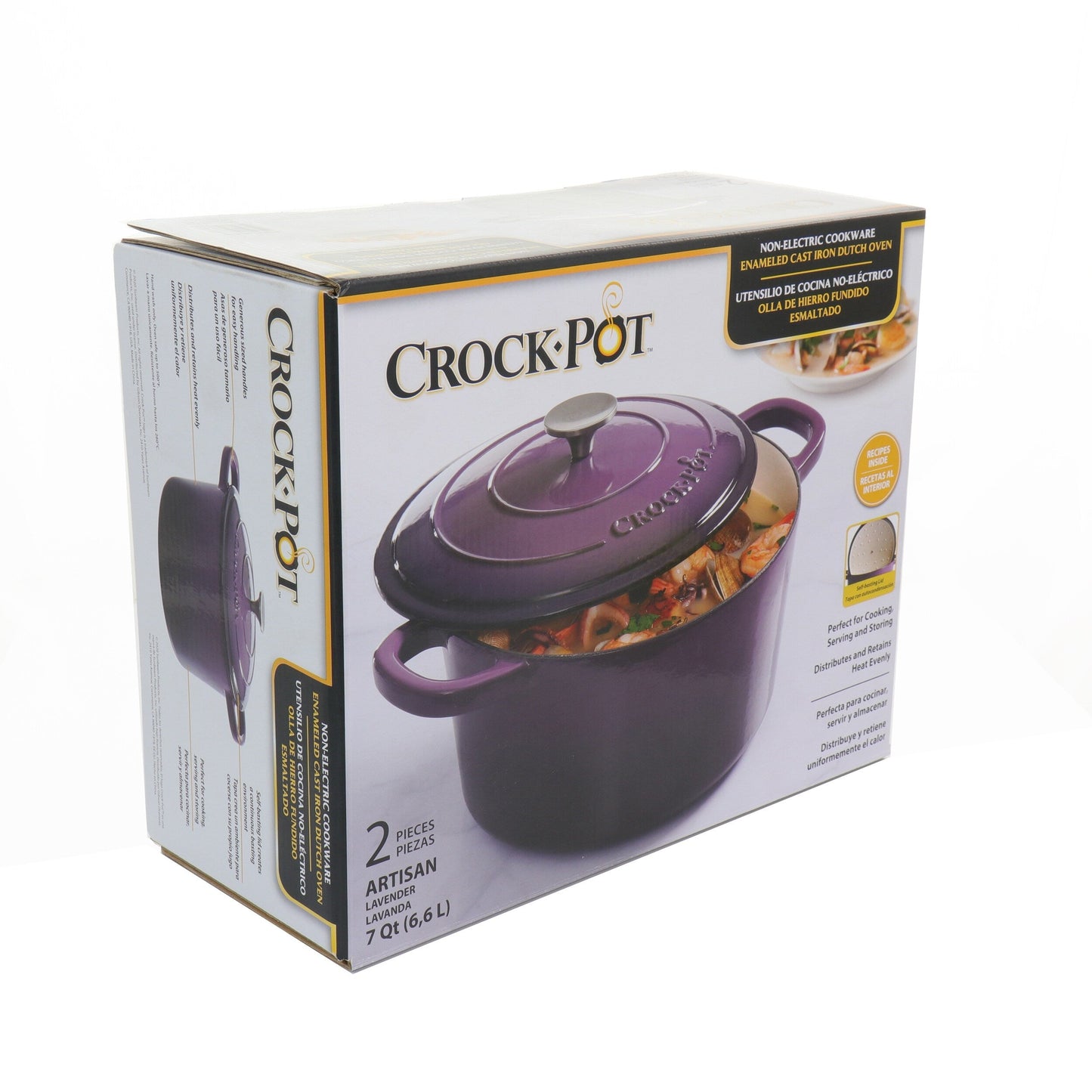 Cocotte en fonte émaillée Crock-Pot Artisan, 2 pièces, 5 litres, avec couvercle, couleur lavande
