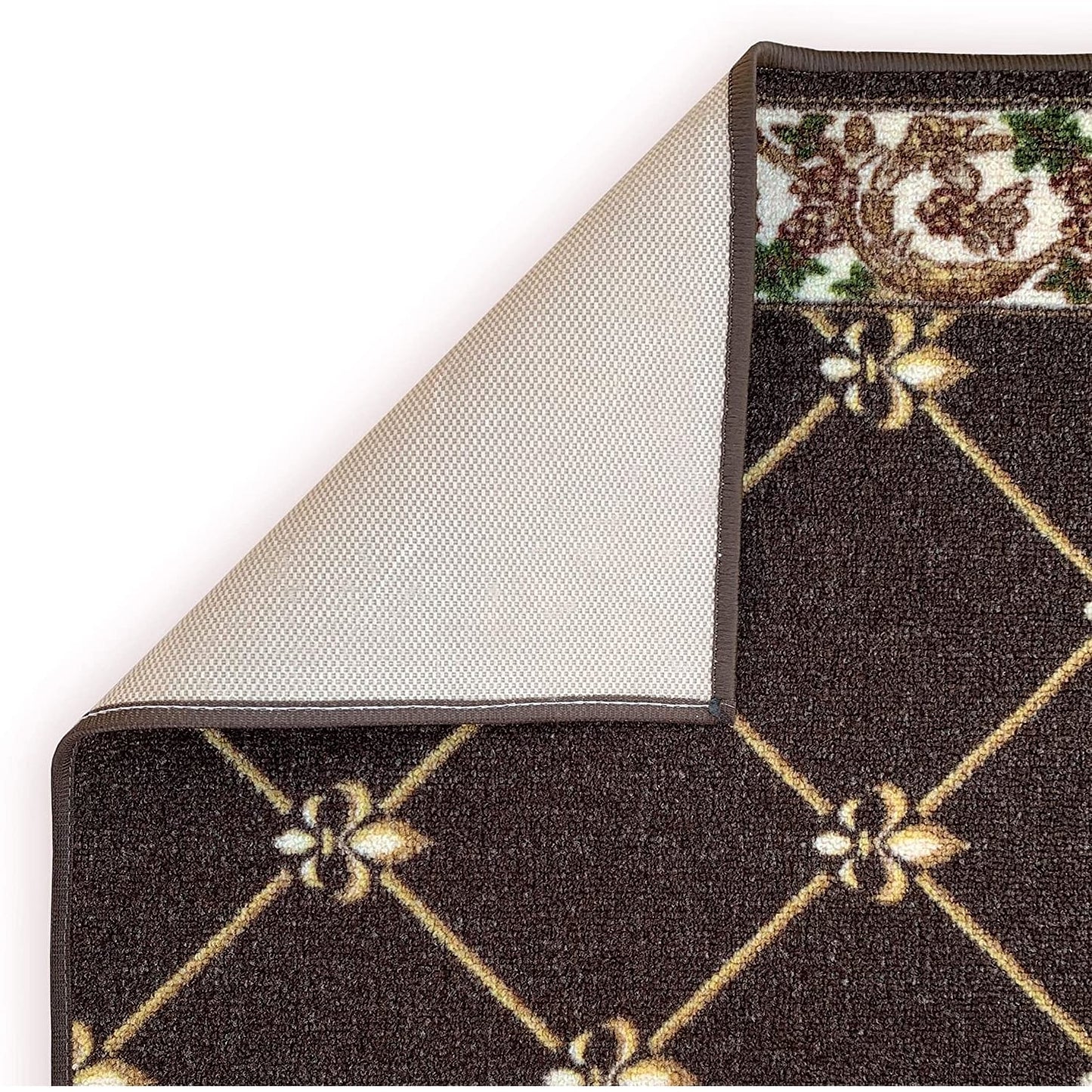 Tapis d'escalier antidérapant Fleur de Lys sur mesure de 66 cm de large