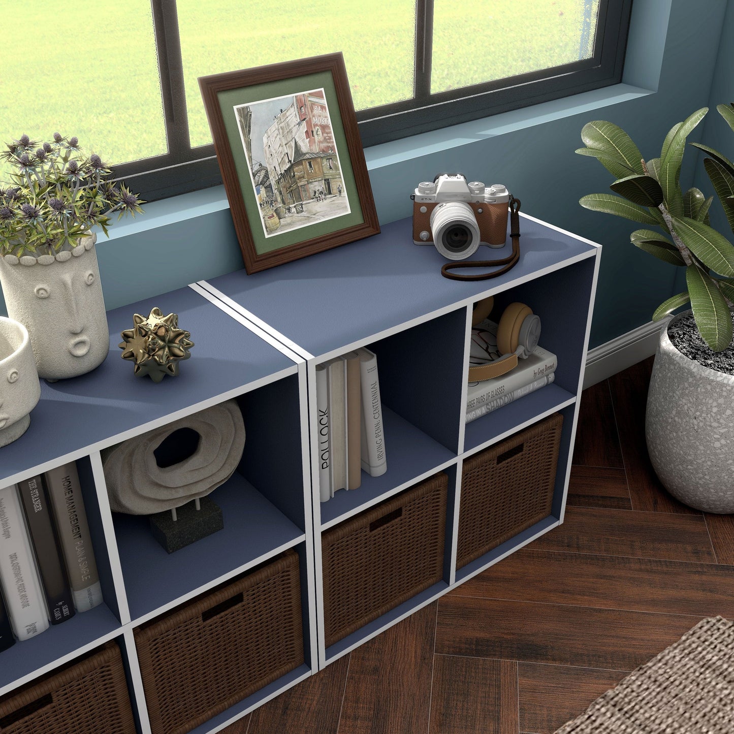 DH BASIC Système de rangement moderne en bois personnalisable et empilable - Étagères cubiques, armoire à tiroirs, bibliothèque avec portes par Denhour