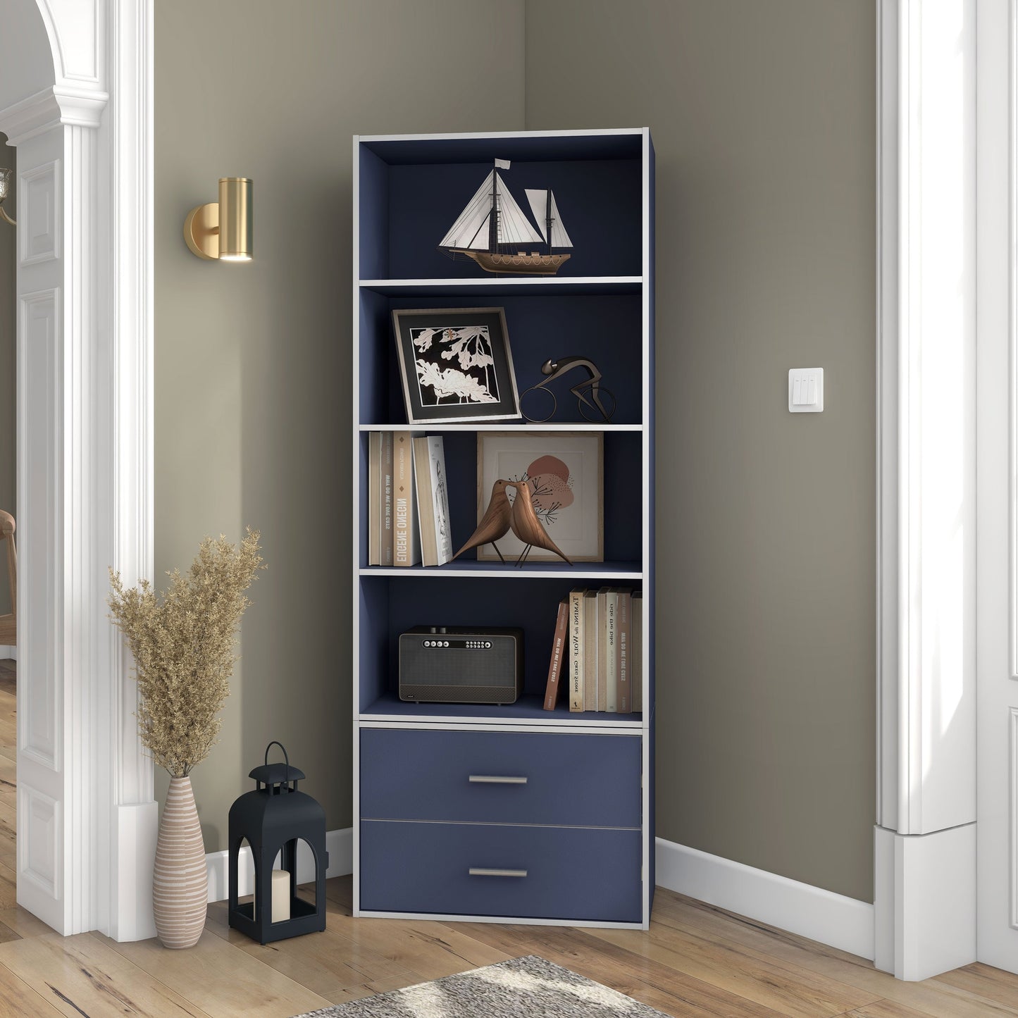 DH BASIC Système de rangement moderne en bois personnalisable et empilable - Étagères cubiques, armoire à tiroirs, bibliothèque avec portes par Denhour