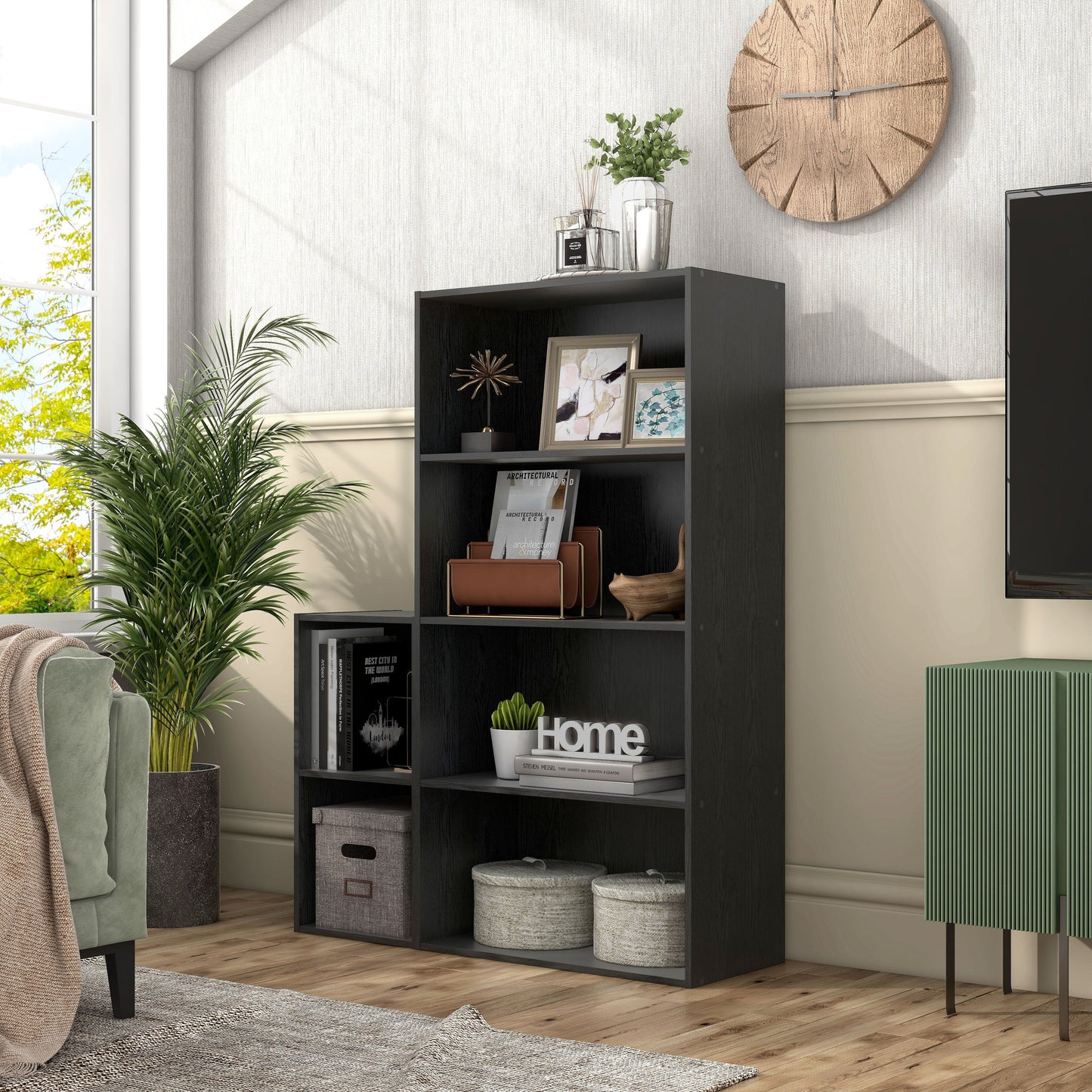 DH BASIC Système de rangement moderne en bois personnalisable et empilable - Étagères cubiques, armoire à tiroirs, bibliothèque avec portes par Denhour