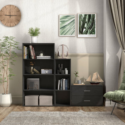 DH BASIC Système de rangement moderne en bois personnalisable et empilable - Étagères cubiques, armoire à tiroirs, bibliothèque avec portes par Denhour