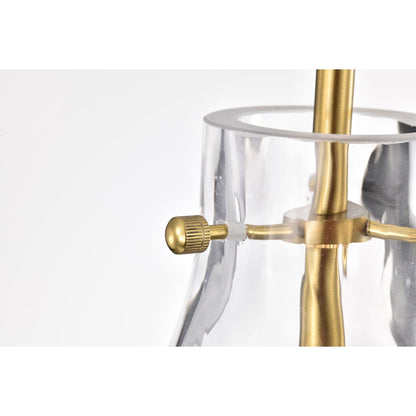 Suspension Daelan en verre transparent alvéolé à une lumière - 30,5 cm