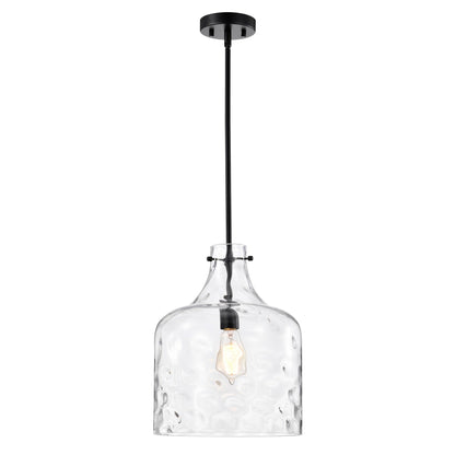 Suspension Daelan en verre transparent alvéolé à une lumière - 30,5 cm