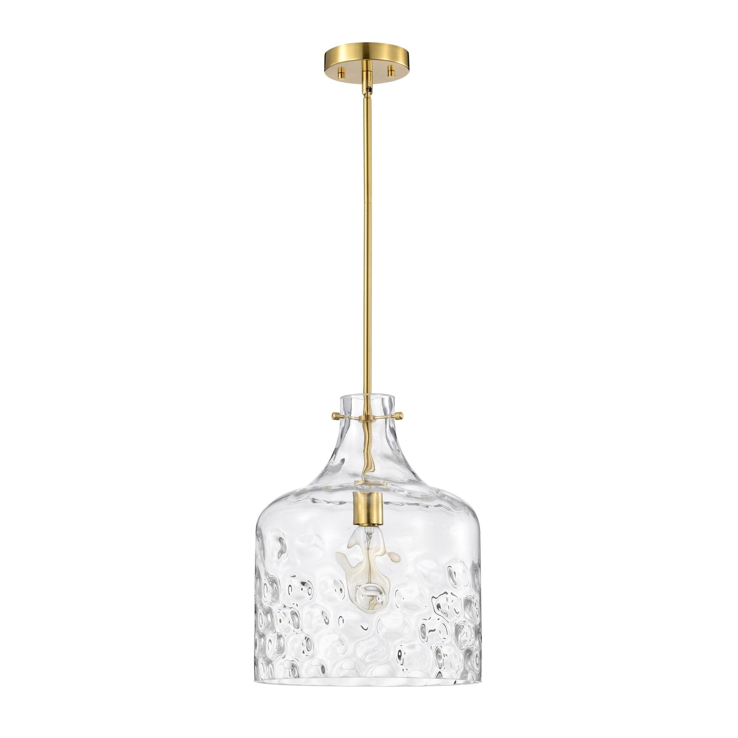 Suspension Daelan en verre transparent alvéolé à une lumière - 30,5 cm
