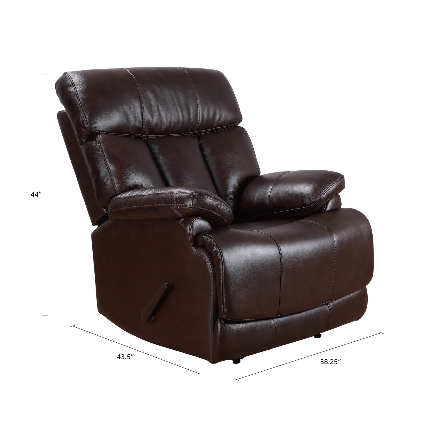 Fauteuil inclinable manuel extensible avec repose-pieds en cuir véritable marron de qualité supérieure Davin