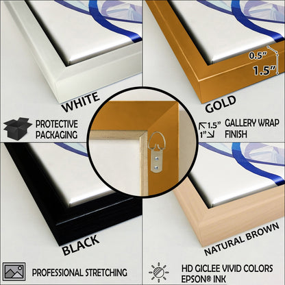 Impression sur toile encadrée Designart, motif géométrique moderne, forme géométrique abstraite, marbre doré et bleu III - 3 panneaux