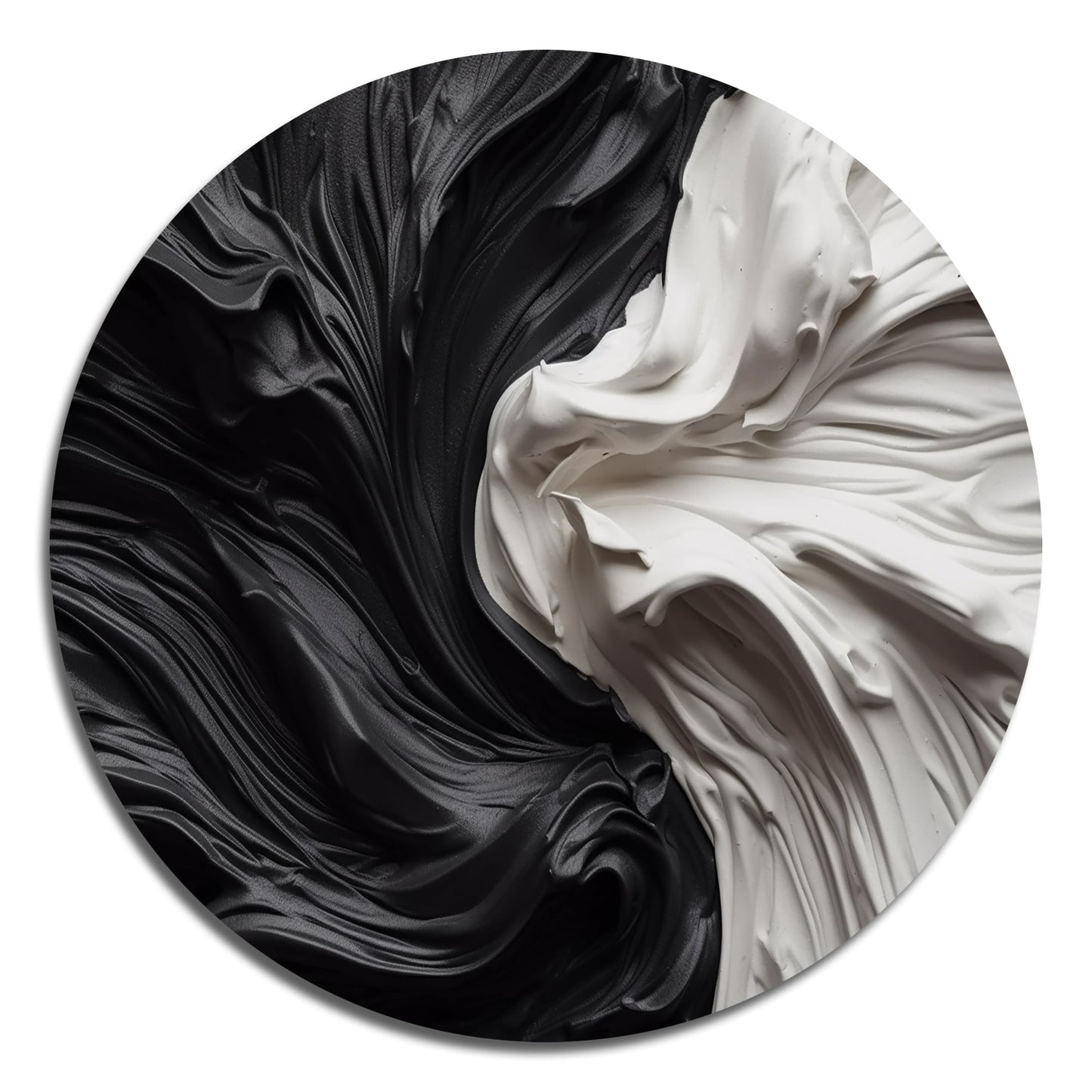 Designart Noir et Blanc Marbré Rêveur V Art Mural Rond Géométrique Moderne en Métal Art Mural Rond