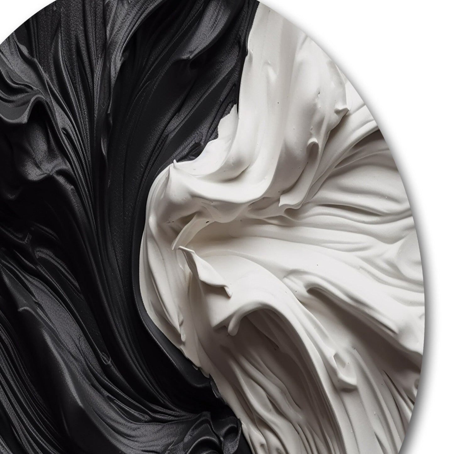 Designart Noir et Blanc Marbré Rêveur V Art Mural Rond Géométrique Moderne en Métal Art Mural Rond