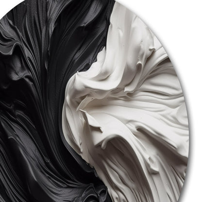 Designart Noir et Blanc Marbré Rêveur V Art Mural Rond Géométrique Moderne en Métal Art Mural Rond