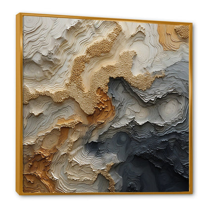 Designart Peinture abstraite en spirale de rivière or et beige Tableau sur toile encadrée