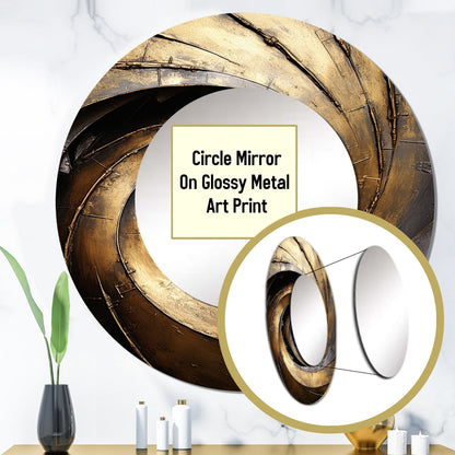 Miroir de salon Designart Gold Black Timeless Turn à spirales abstraites - Grand miroir rond moderne doré
