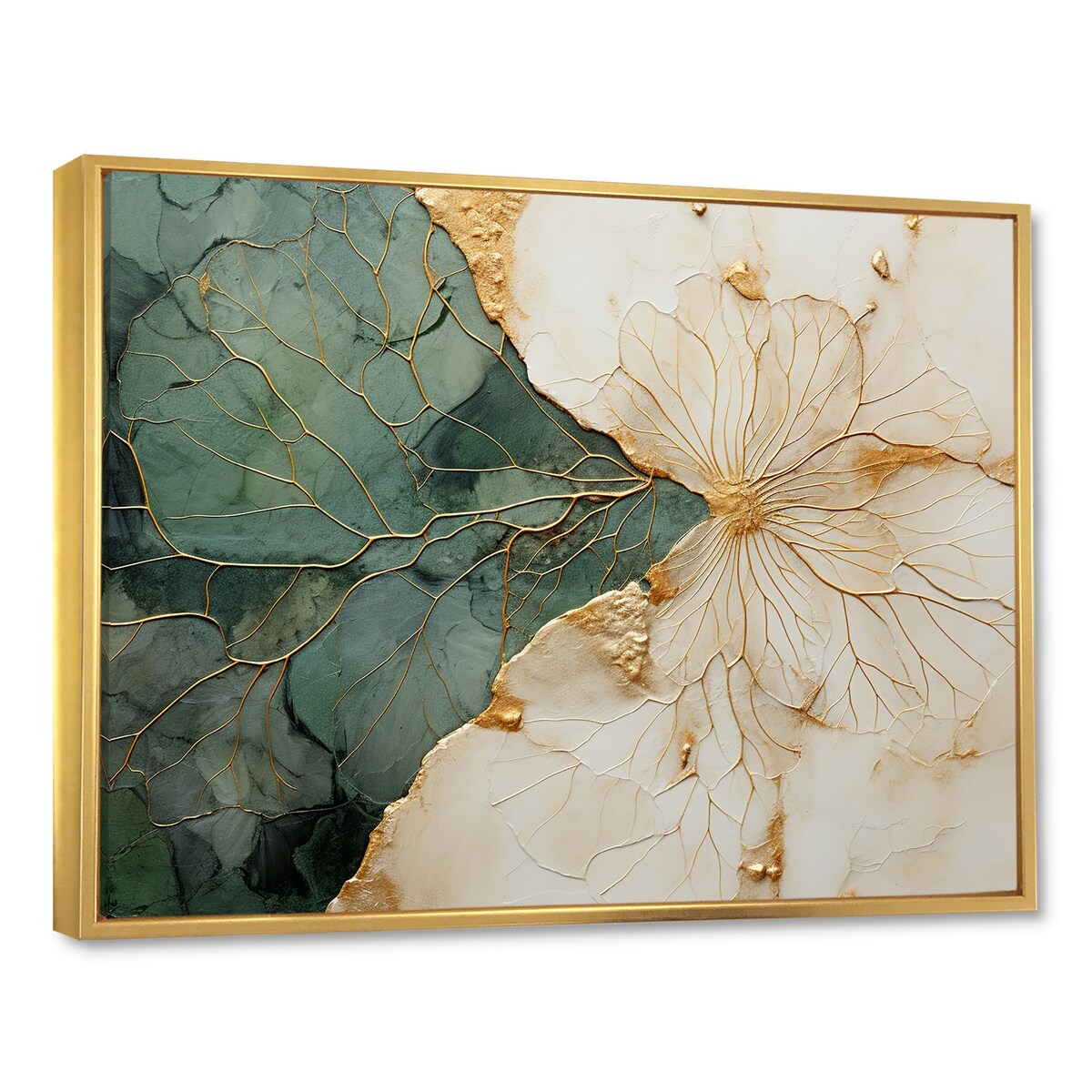 Designart Vert Or Minimalisme Poteries I Spirales Abstraites Art Mural Encadré Salon