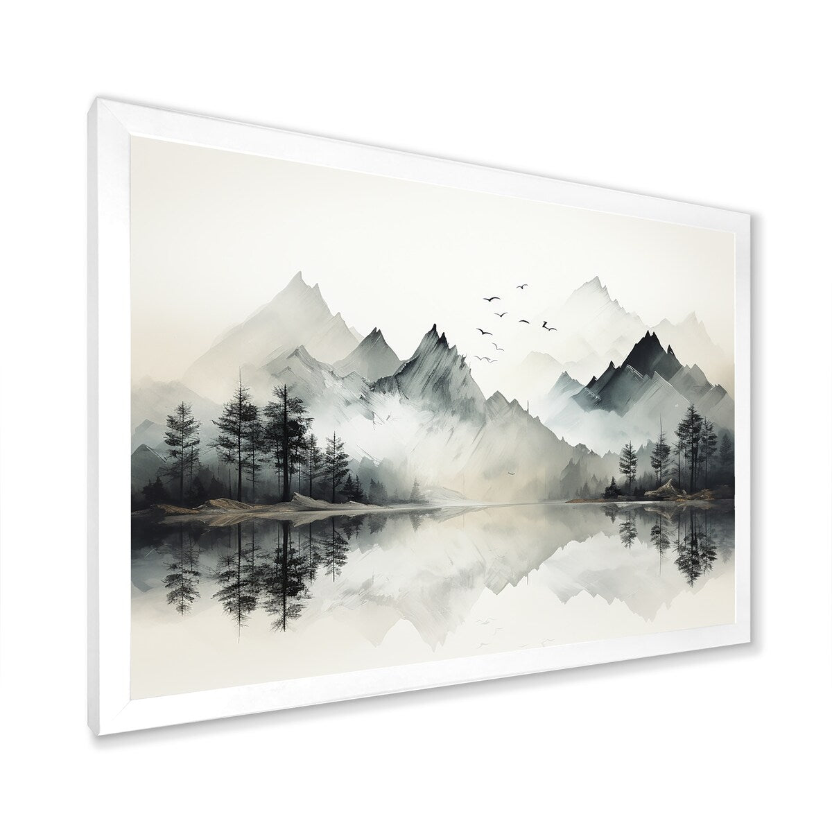 Designart Aquarelle Lac et Forêt Rêve I Paysage de Montagnes Toile Encadrée