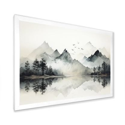 Designart Aquarelle Lac et Forêt Rêve I Paysage de Montagnes Toile Encadrée