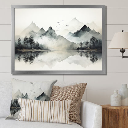 Designart Aquarelle Lac et Forêt Rêve I Paysage de Montagnes Toile Encadrée