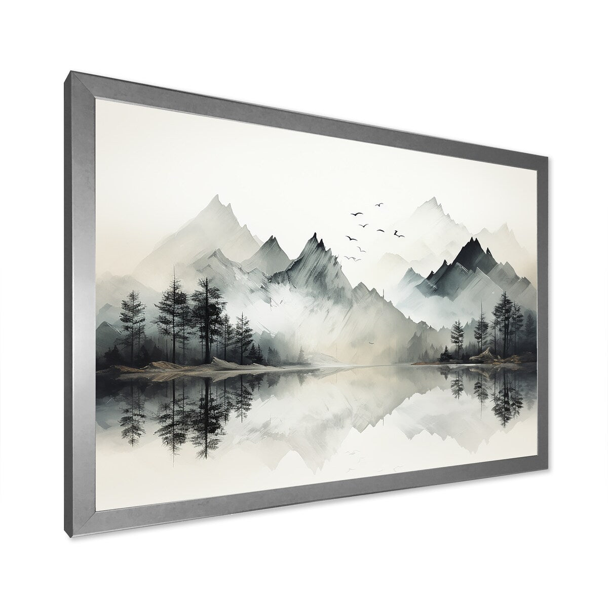 Designart Aquarelle Lac et Forêt Rêve I Paysage de Montagnes Toile Encadrée