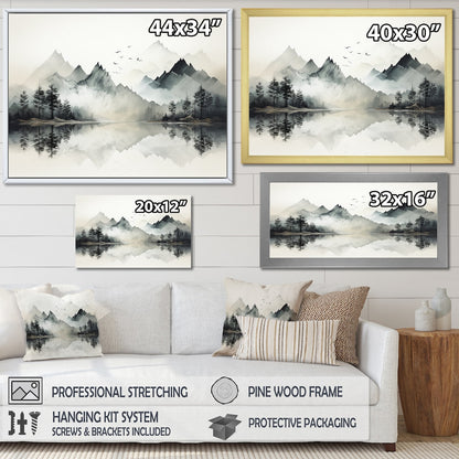 Designart Aquarelle Lac et Forêt Rêve I Paysage de Montagnes Toile Encadrée