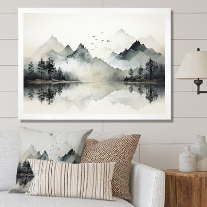 Designart Aquarelle Lac et Forêt Rêve I Paysage de Montagnes Toile Encadrée