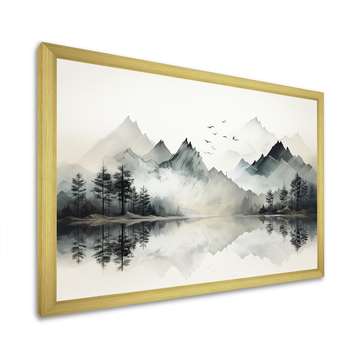 Designart Aquarelle Lac et Forêt Rêve I Paysage de Montagnes Toile Encadrée