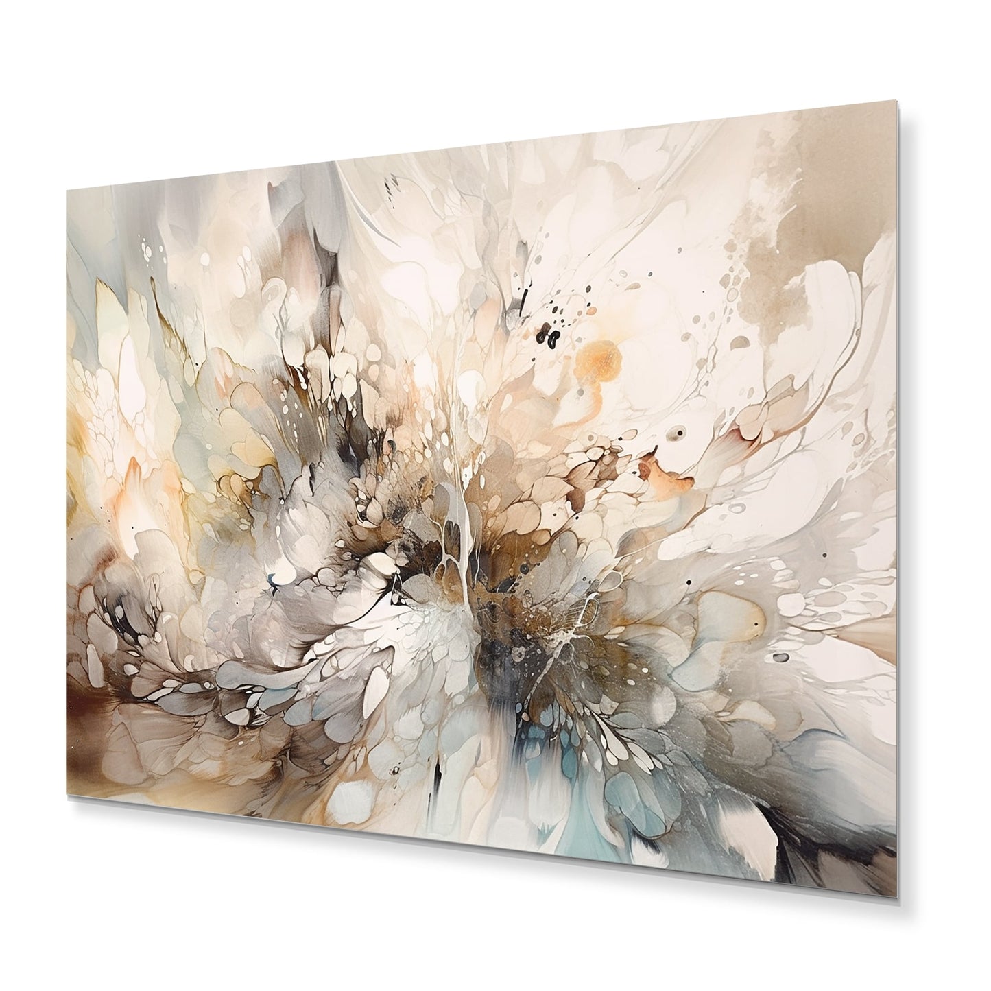 Designart Profondeurs géométriques blanches et grises I Art mural géométrique moderne en métal