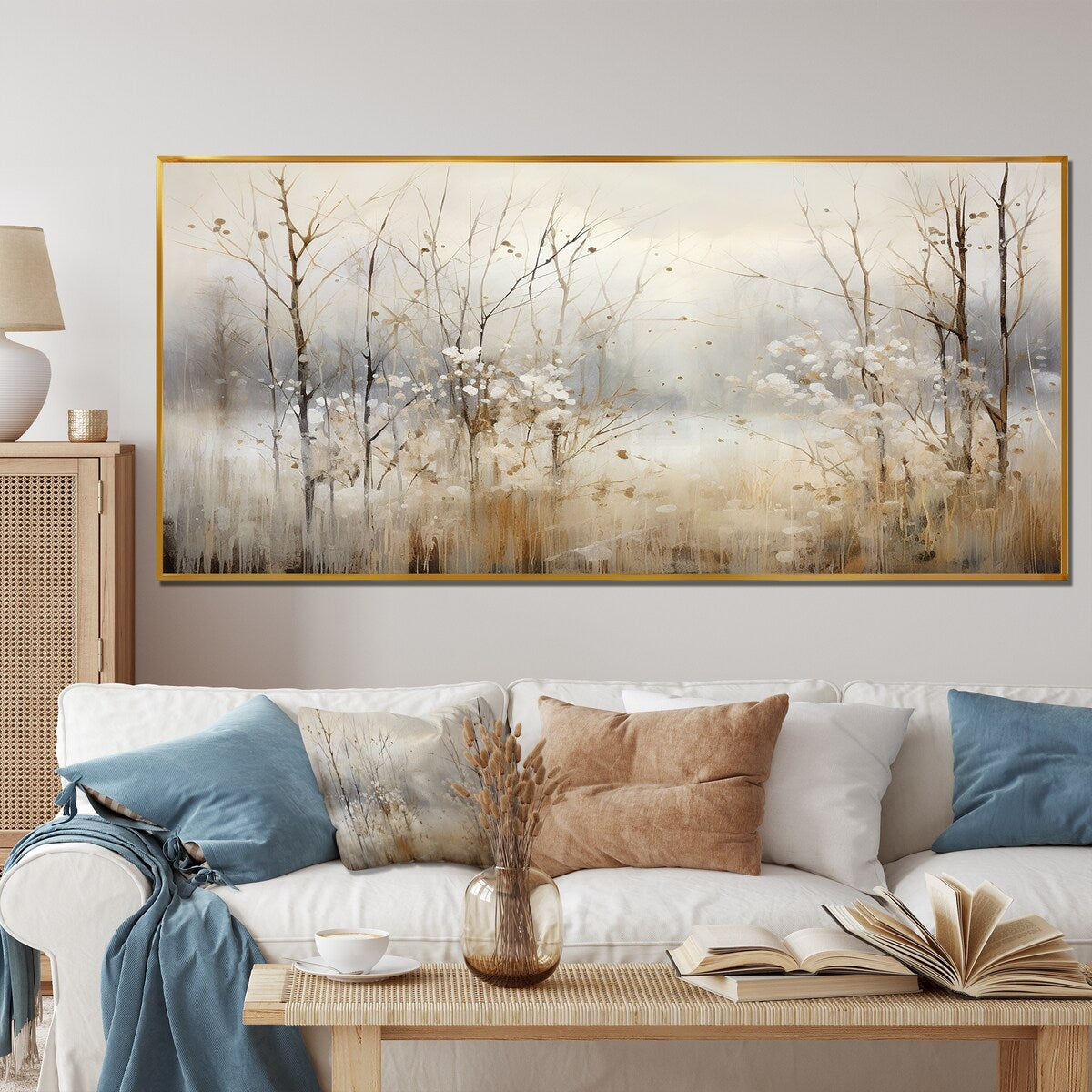 Décoration murale Designart Winter Meadow View Calmness II Meadow Grey - Toile encadrée pour chambre traditionnelle