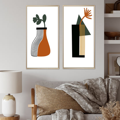 Designart Bohème Milieu du Siècle Typographie Géométrique VI Ensemble de 2 Pièces