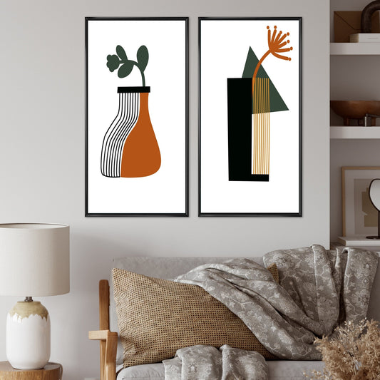 Designart Bohème Milieu du Siècle Typographie Géométrique VI Ensemble de 2 Pièces