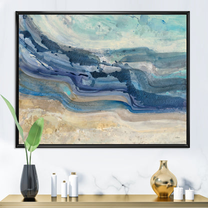 Toile encadrée Designart Coast Blue Sea Waves Aquarelle Moderne Ferme