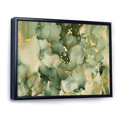 Designart Vert Luxe Abstrait Fluide Art I Impression sur Toile Encadrée Moderne