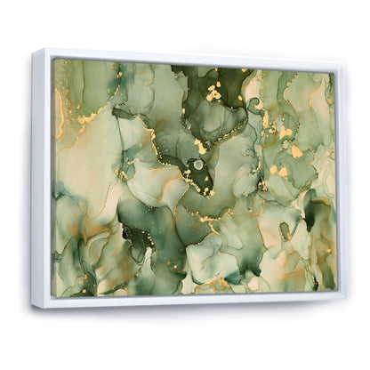Designart Vert Luxe Abstrait Fluide Art I Impression sur Toile Encadrée Moderne